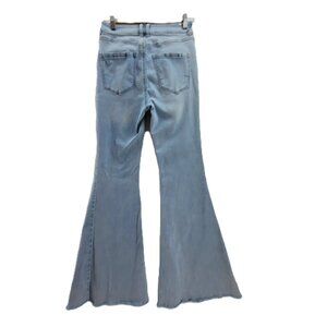 Rewash Brand Jeans Women's 27 Light Wash Super Flare Bell Bottoms Raw Hem High R